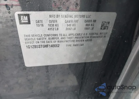 2017 Chevrolet Malibu Ls из США, поврежденный, VIN 1G1ZB5ST6HF148662